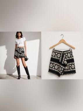 Isabel Marant Étoile Jiloa Jacquard Mini Skirt Black White Sz 34 New